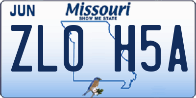 MO license plate ZL0H5A