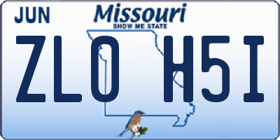 MO license plate ZL0H5I