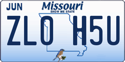 MO license plate ZL0H5U