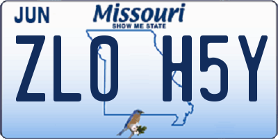 MO license plate ZL0H5Y