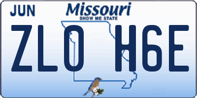 MO license plate ZL0H6E