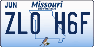 MO license plate ZL0H6F