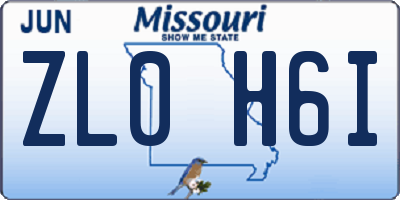 MO license plate ZL0H6I