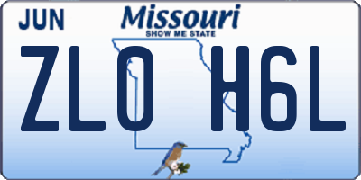 MO license plate ZL0H6L