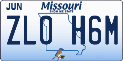 MO license plate ZL0H6M