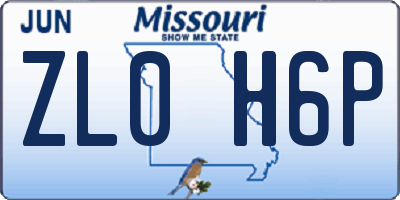 MO license plate ZL0H6P