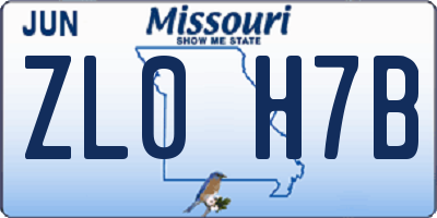 MO license plate ZL0H7B