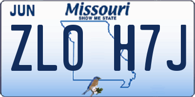 MO license plate ZL0H7J