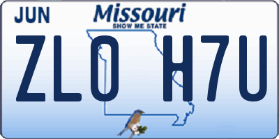 MO license plate ZL0H7U