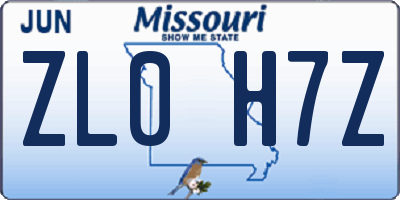 MO license plate ZL0H7Z