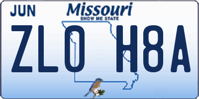 MO license plate ZL0H8A