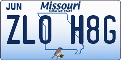 MO license plate ZL0H8G
