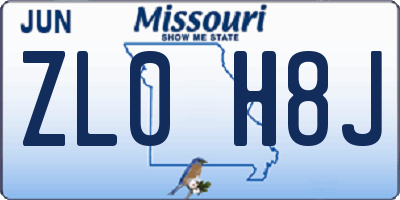 MO license plate ZL0H8J