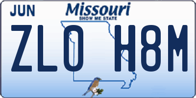 MO license plate ZL0H8M