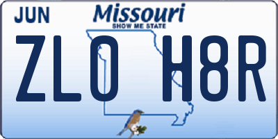 MO license plate ZL0H8R