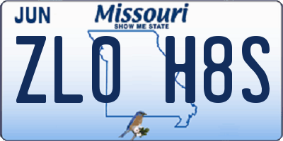 MO license plate ZL0H8S