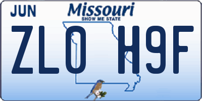 MO license plate ZL0H9F