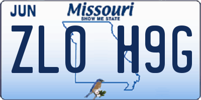 MO license plate ZL0H9G