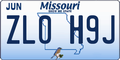 MO license plate ZL0H9J