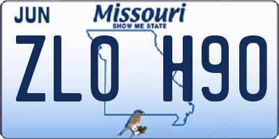 MO license plate ZL0H9O