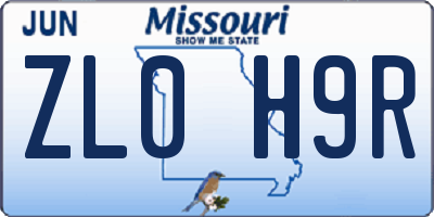 MO license plate ZL0H9R