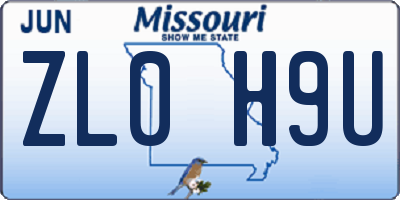 MO license plate ZL0H9U