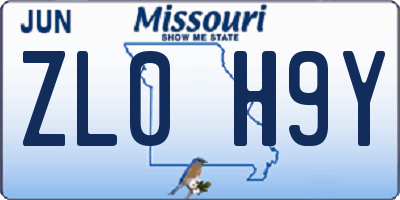 MO license plate ZL0H9Y