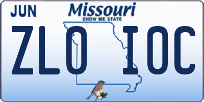 MO license plate ZL0I0C