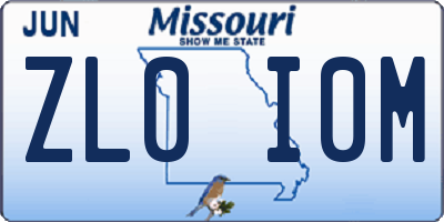 MO license plate ZL0I0M