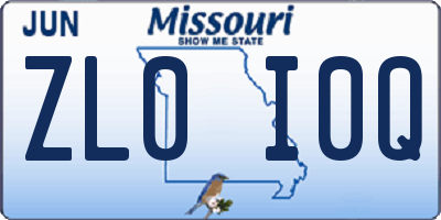 MO license plate ZL0I0Q