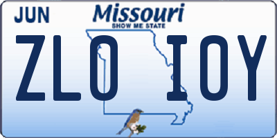 MO license plate ZL0I0Y