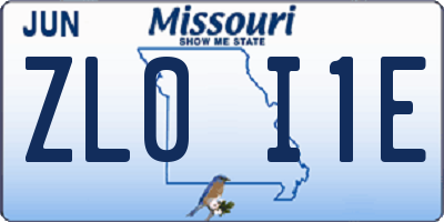 MO license plate ZL0I1E