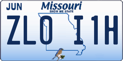 MO license plate ZL0I1H
