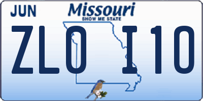 MO license plate ZL0I1O