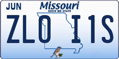 MO license plate ZL0I1S