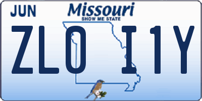 MO license plate ZL0I1Y