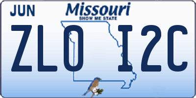 MO license plate ZL0I2C
