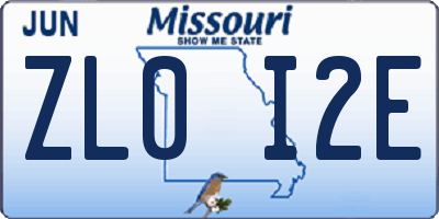 MO license plate ZL0I2E