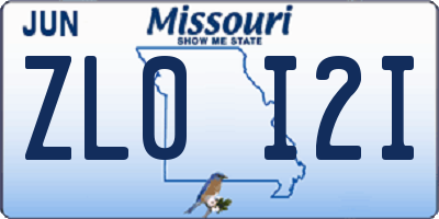 MO license plate ZL0I2I