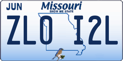 MO license plate ZL0I2L