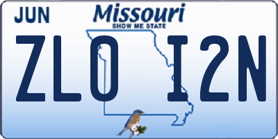 MO license plate ZL0I2N