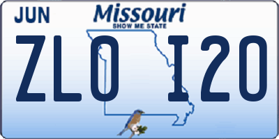 MO license plate ZL0I2O