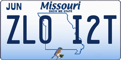 MO license plate ZL0I2T