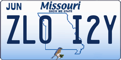 MO license plate ZL0I2Y