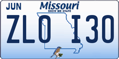 MO license plate ZL0I3O