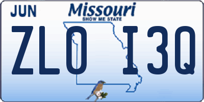 MO license plate ZL0I3Q