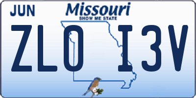 MO license plate ZL0I3V