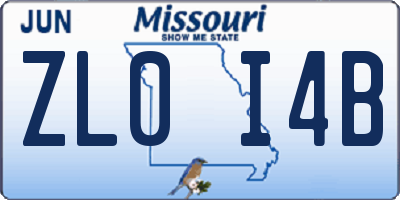 MO license plate ZL0I4B
