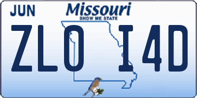 MO license plate ZL0I4D