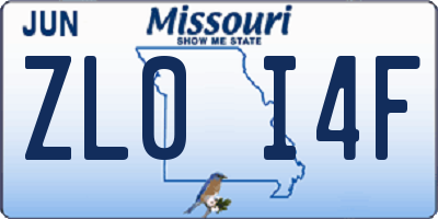MO license plate ZL0I4F